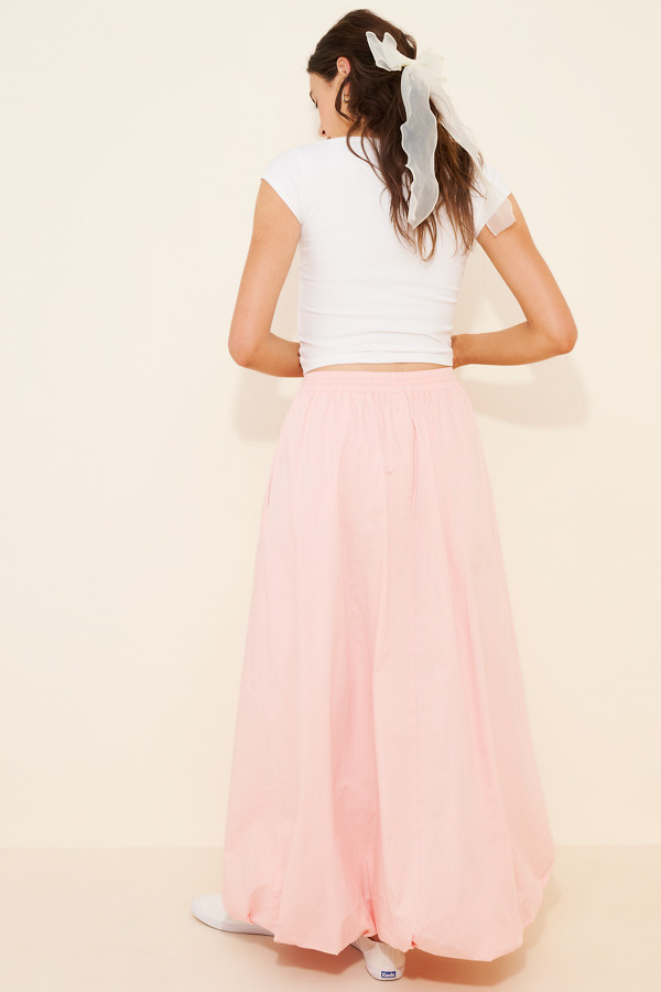 Drawstring Bubble Maxi Skirt