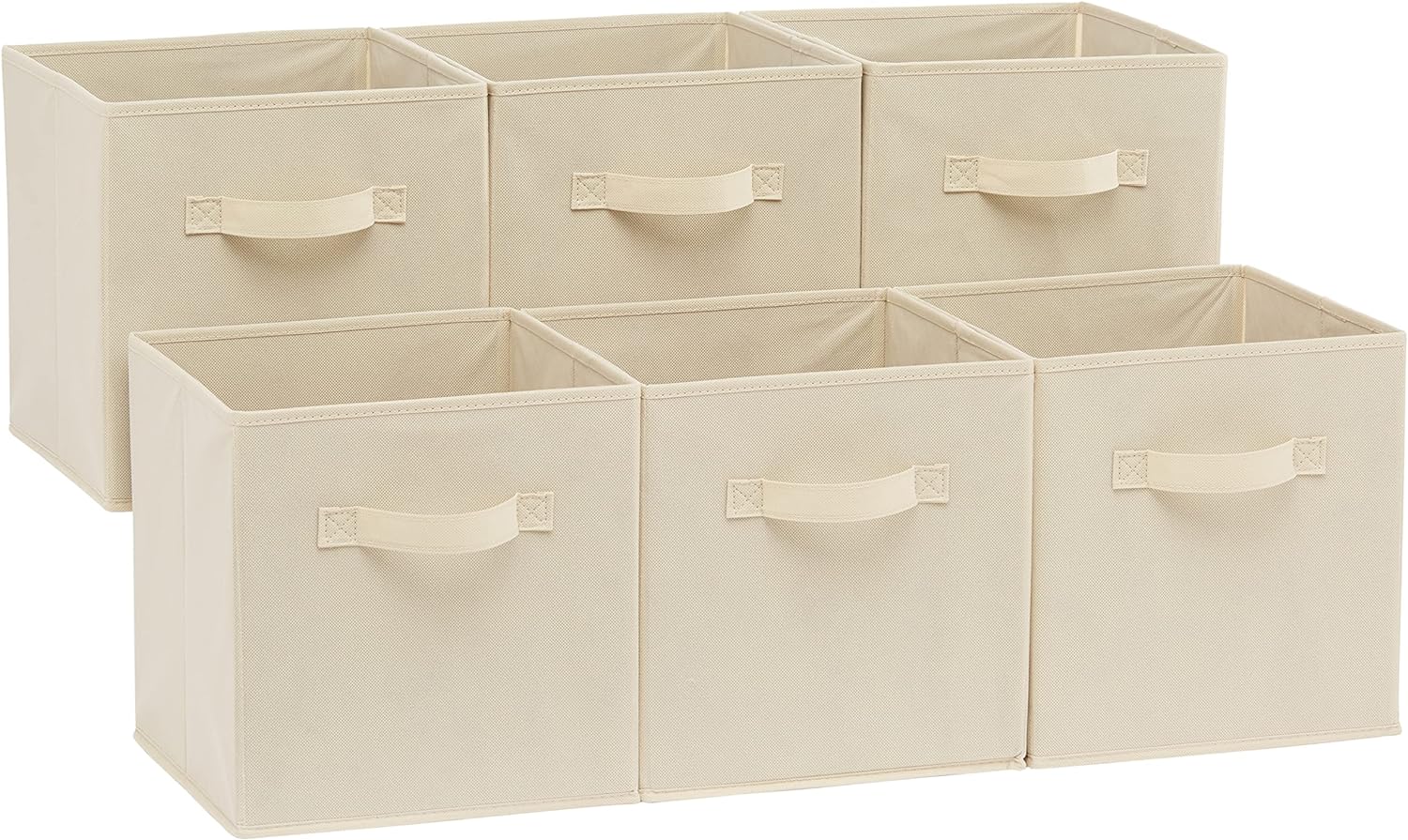Amazon Basics Collapsible Fabric Storage Cubes Organizer with Handles, Sturdy Storage Bins for Organization, 10.5
