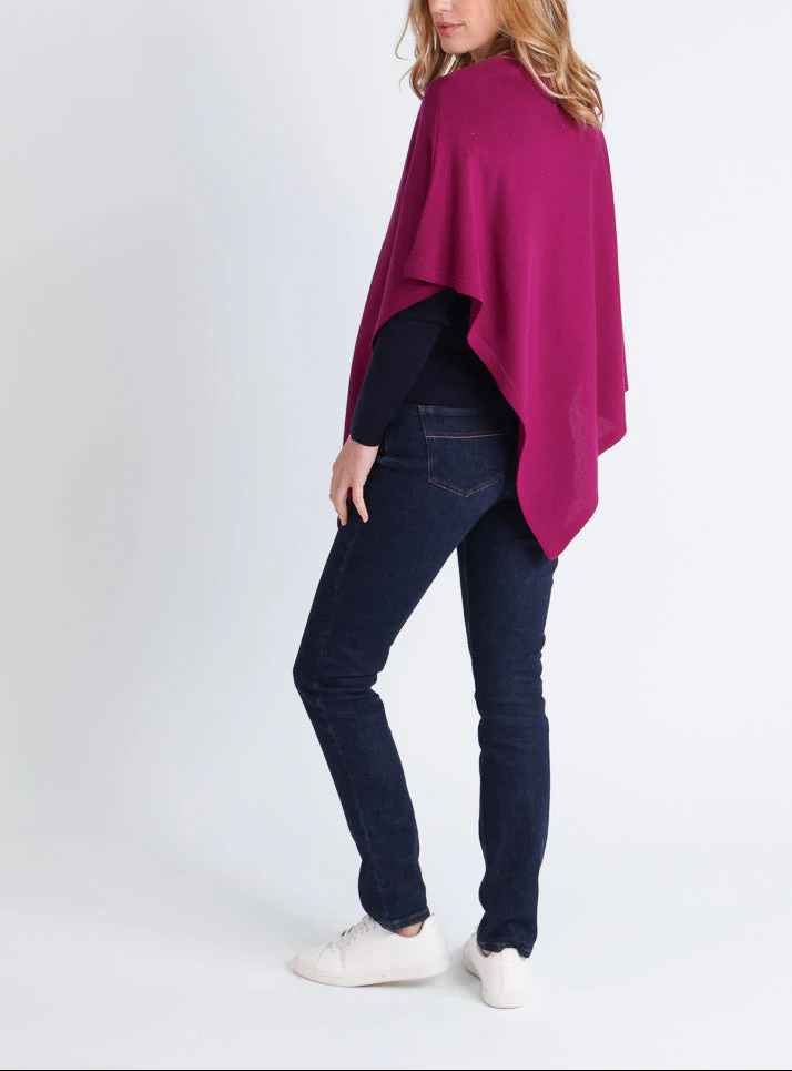 Poncho femme en laine mérinos violet