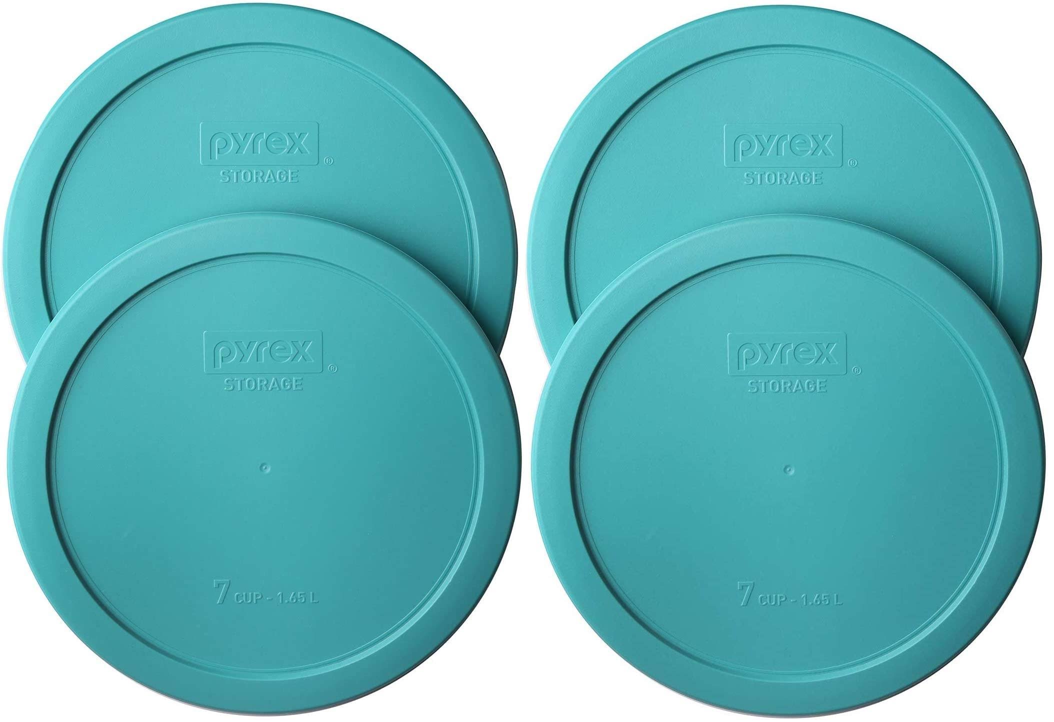 Pyrex 7402-PC Round 7 Cup Storage Lid for Glass Bowls (4, Turquoise)