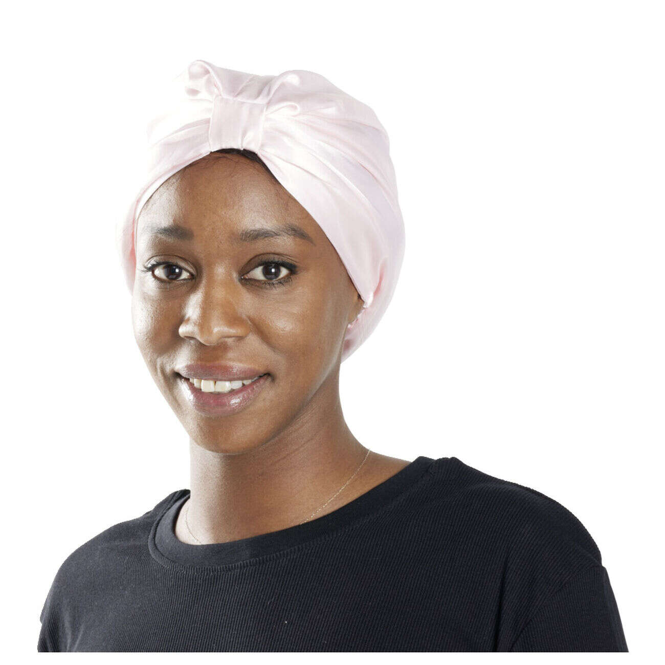 Bonnet de nuit satiné rose anti-frisottis 15x17cm