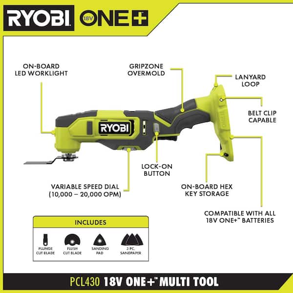 ONE+ 18V Cordless 6 Tool Combo Kit with 1 5 Ah Battery, 4 0 Ah Battery, and Charger Image 5