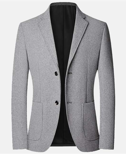 Blazer à revers cranté, simple boutonnage, poches utilitaires et motif texturé