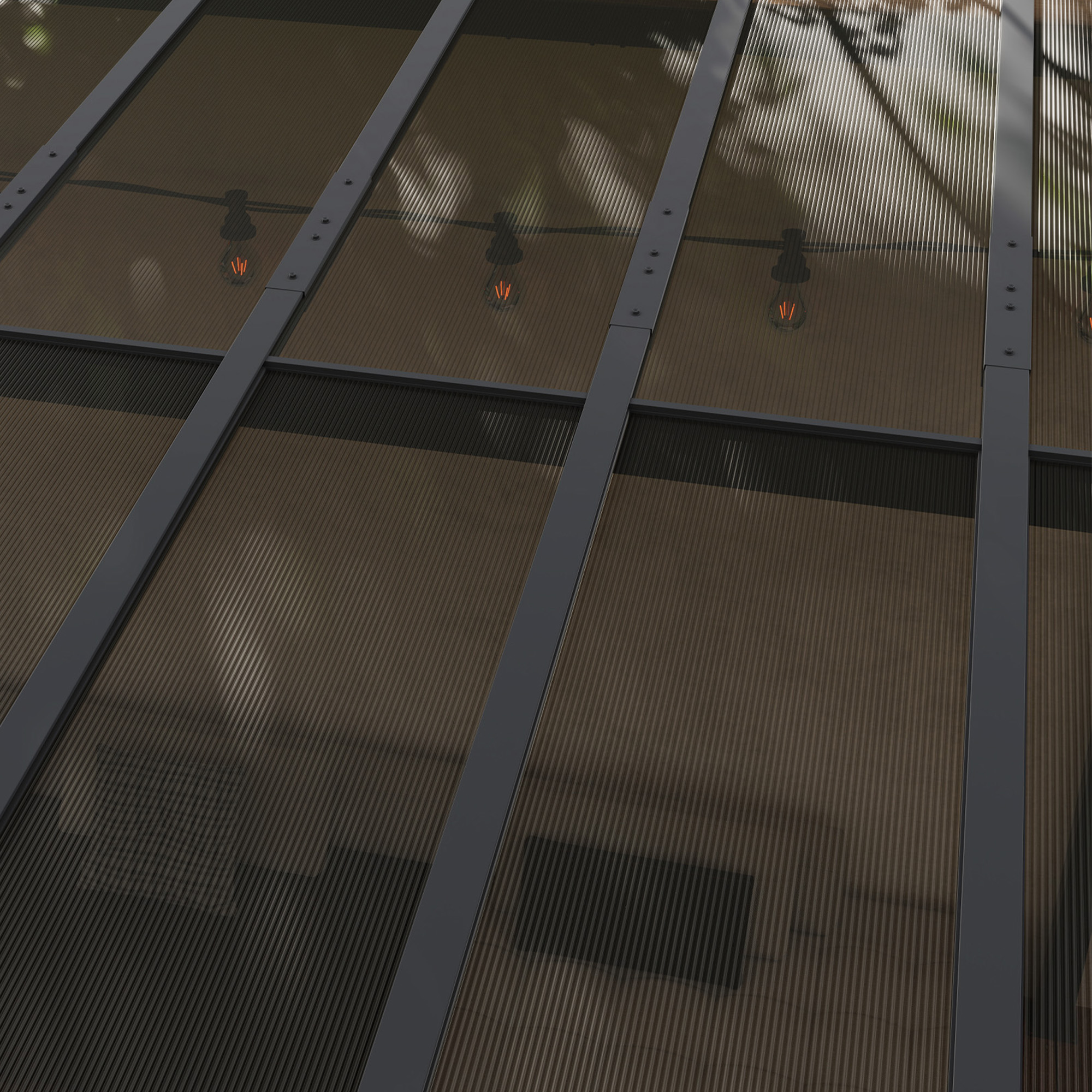 Outsunny 3 x 3 m Metalen Pergola, Tuinpergola met Waterdicht Dak, Vrijstaand, Windbestendig, UV-bestendig, Donkergrijs