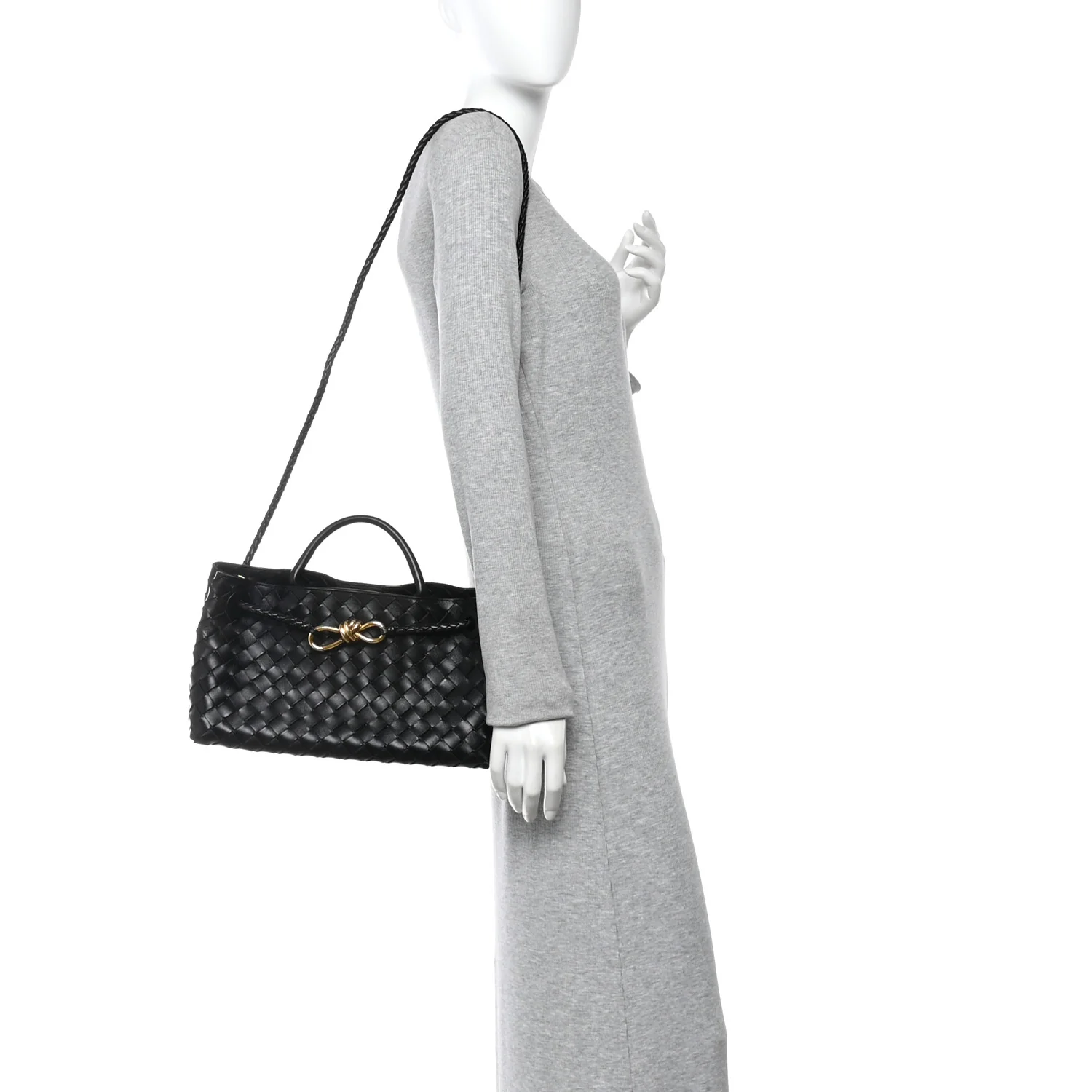 Nappa Intrecciato Small East West Andiamo Shoulder Bag Black