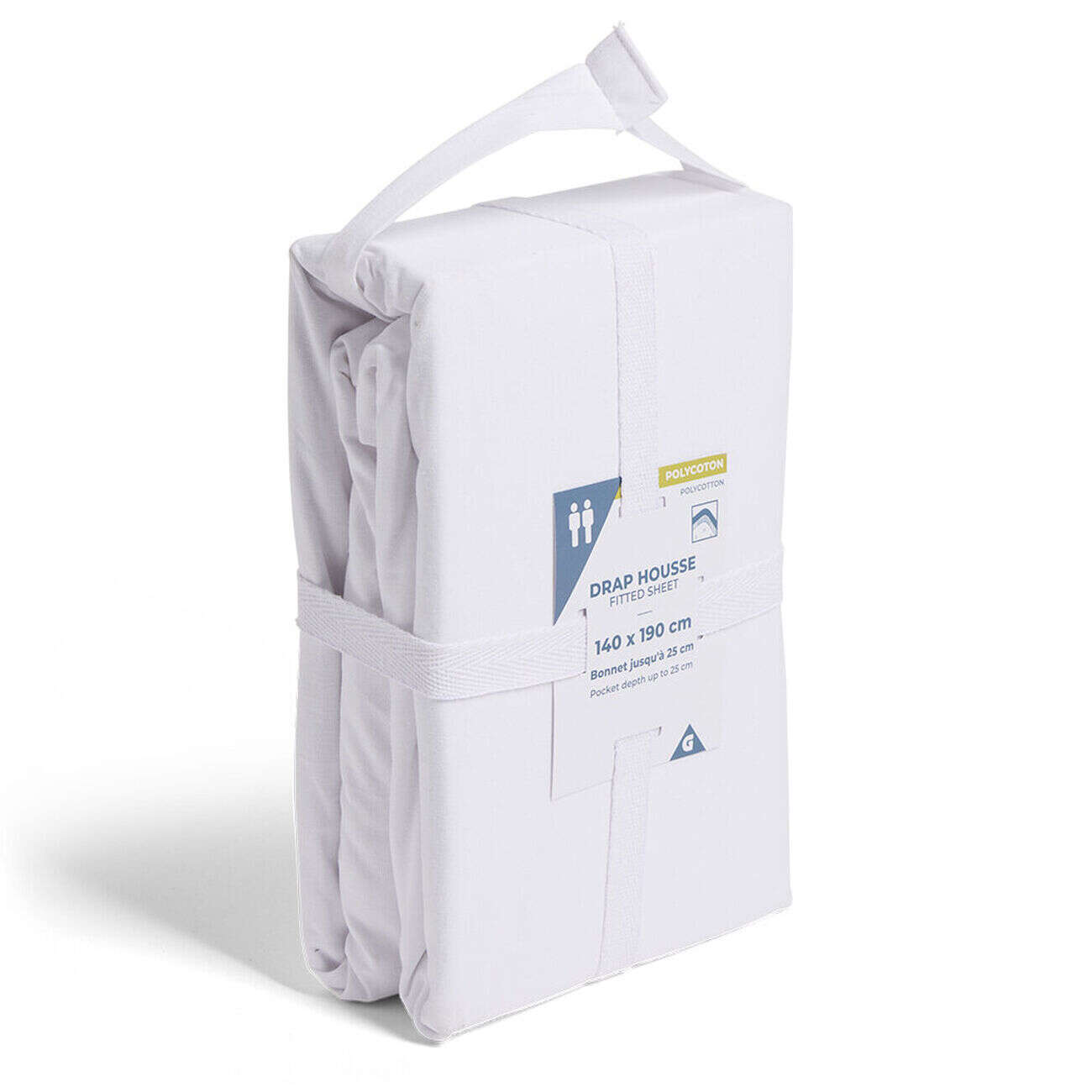 Drap housse 140x190cm polycoton blanc