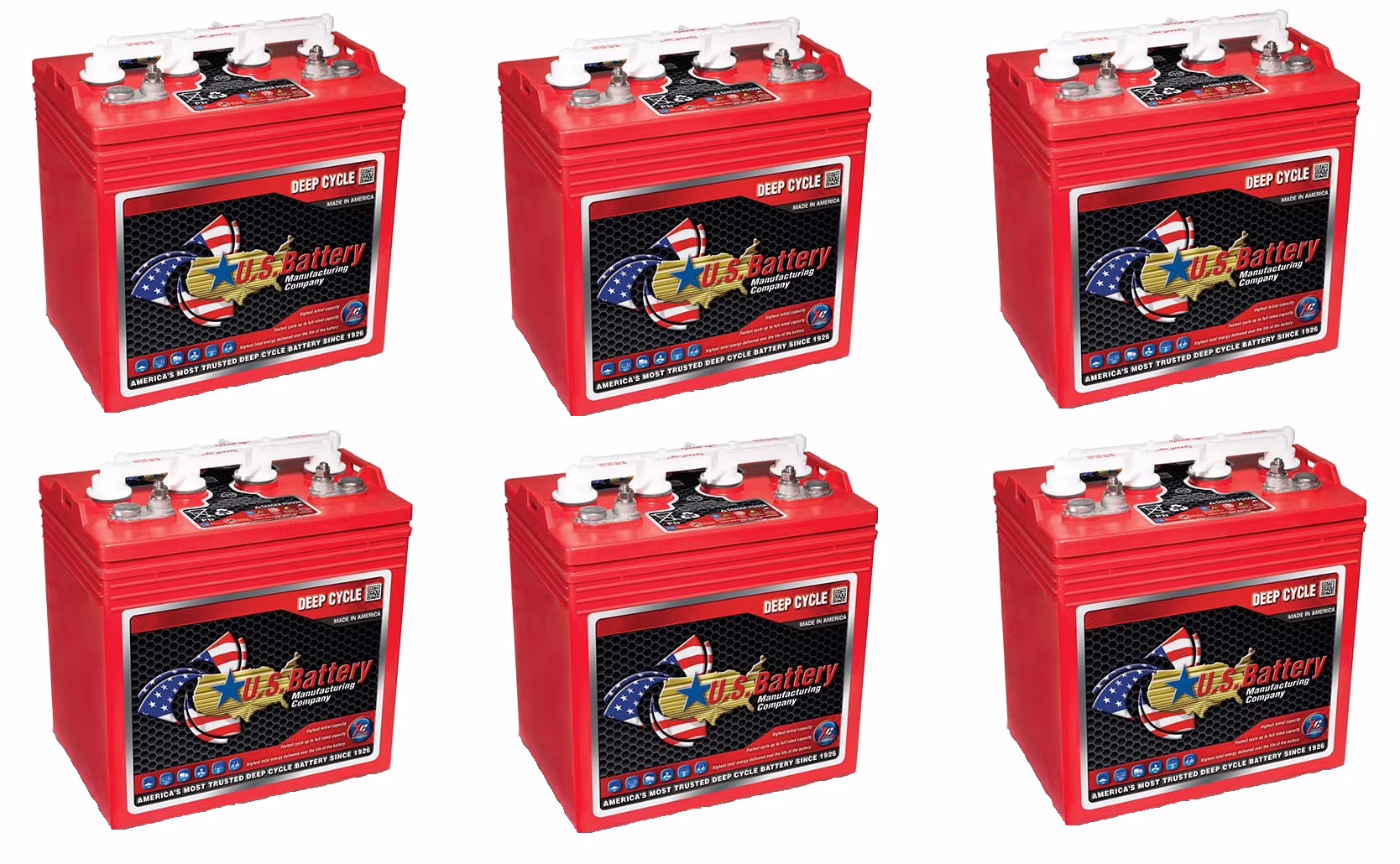 US Battery US8VGC T875 8 Volt, 170 AH Deep Cycle Battery - 6 Pack