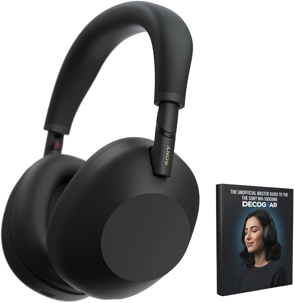 Sony WH-1000XM6 The Best Noise Canceling Wireless Headphones  HD NC Processor QN3  12 Microphones  Adaptive NC Optimizer  Mastered by Engineers  Studio-Quality  30-Hour Battery with Deco Guide Bundle