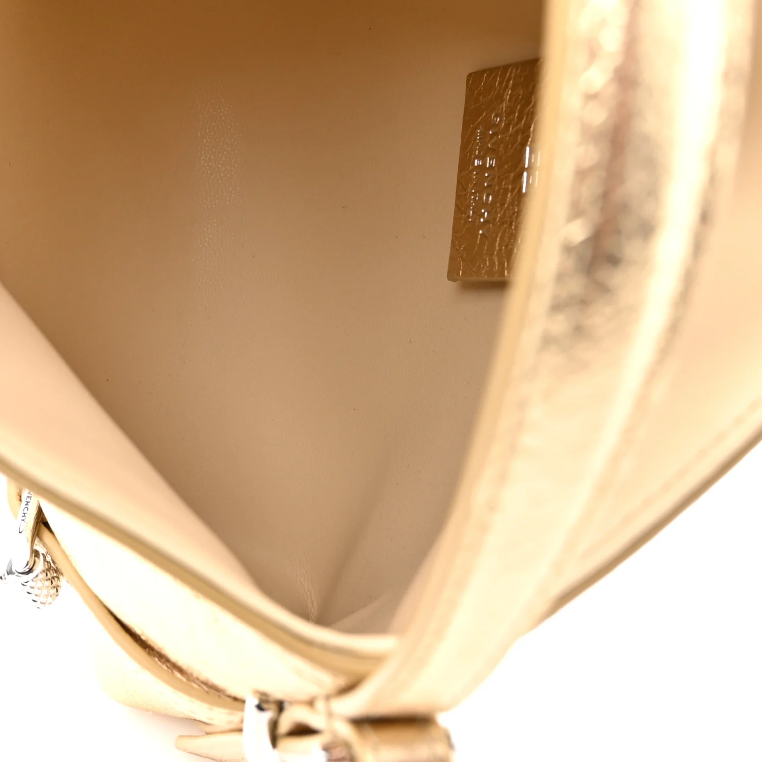 Metallic Tumbled Calfskin Nano Voyou Bag Golden Sand