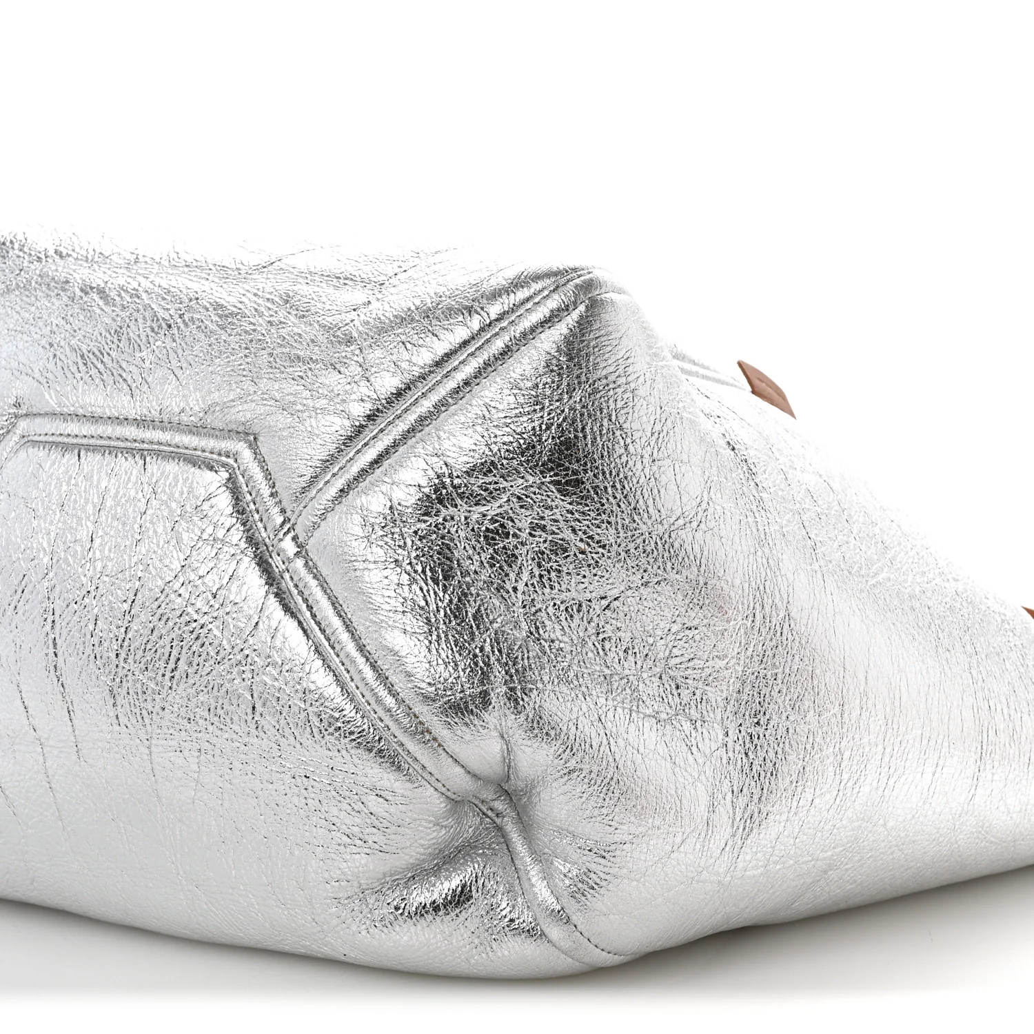 Metallic Lambskin Shearling Medium Phantom Cabas Reversible Tote Natural Silver