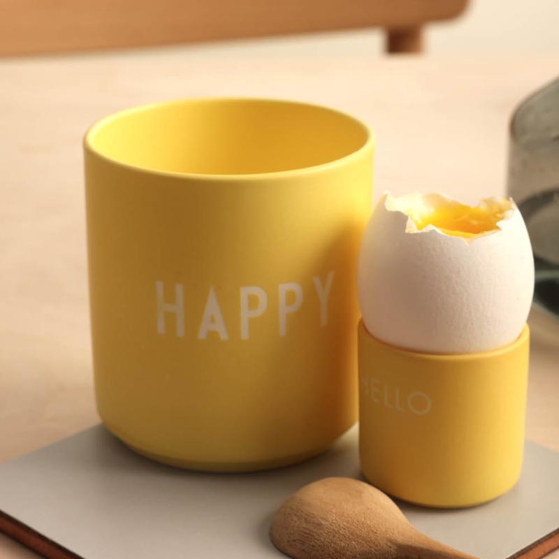 Eggeglass 2 stk HELLO gul