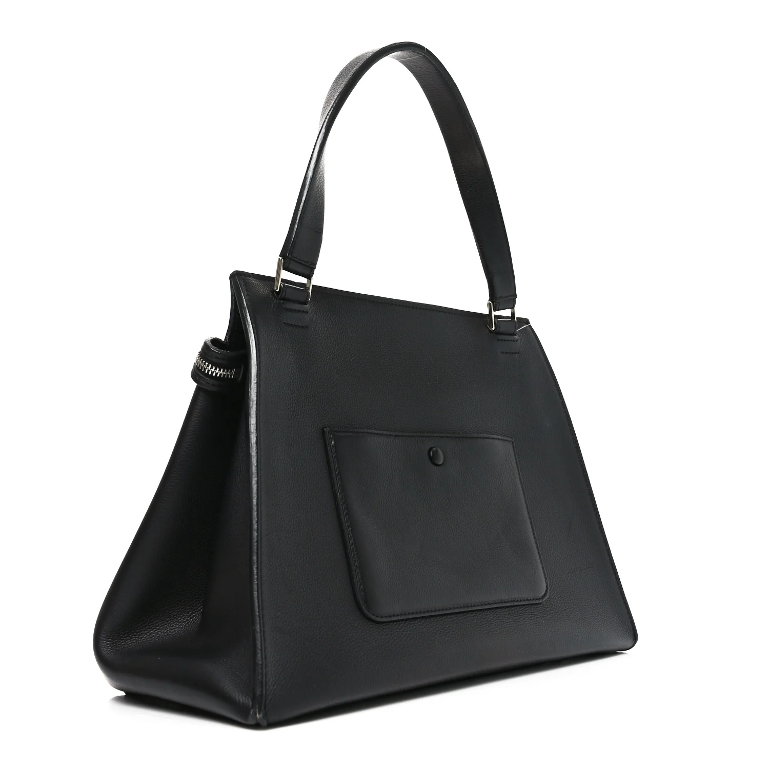 Grained Calfskin Edge Shoulder Bag Black