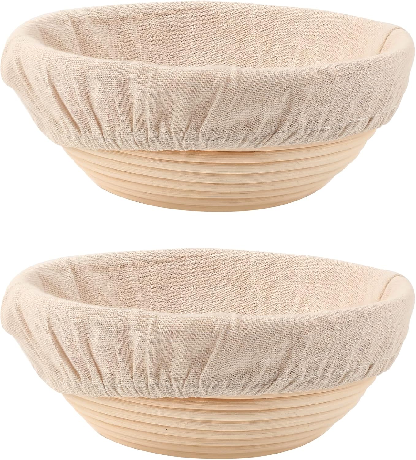 DOYOLLA Bread Proofing Baskets Set of 2 8.5 inch Round Dough Proofing Bowls and Liners Perfect Home Sourdough Bread Baking Supplies