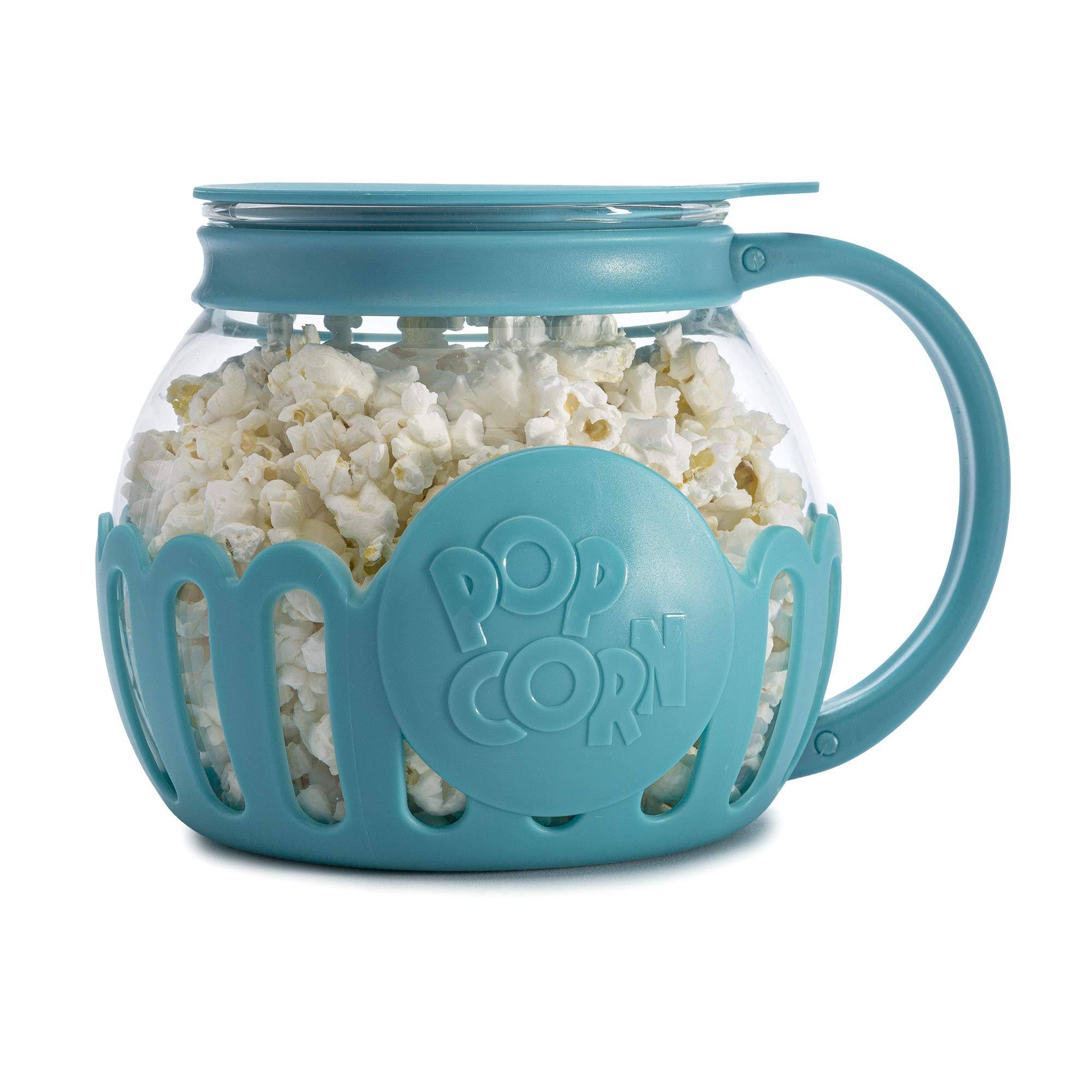 Ecolution Patented Micro-Pop Microwave Popcorn Popper with Temperature Safe Glass 3-in-1 Lid Measures Kernels and Melts Butter Made Without BPA Dishwa