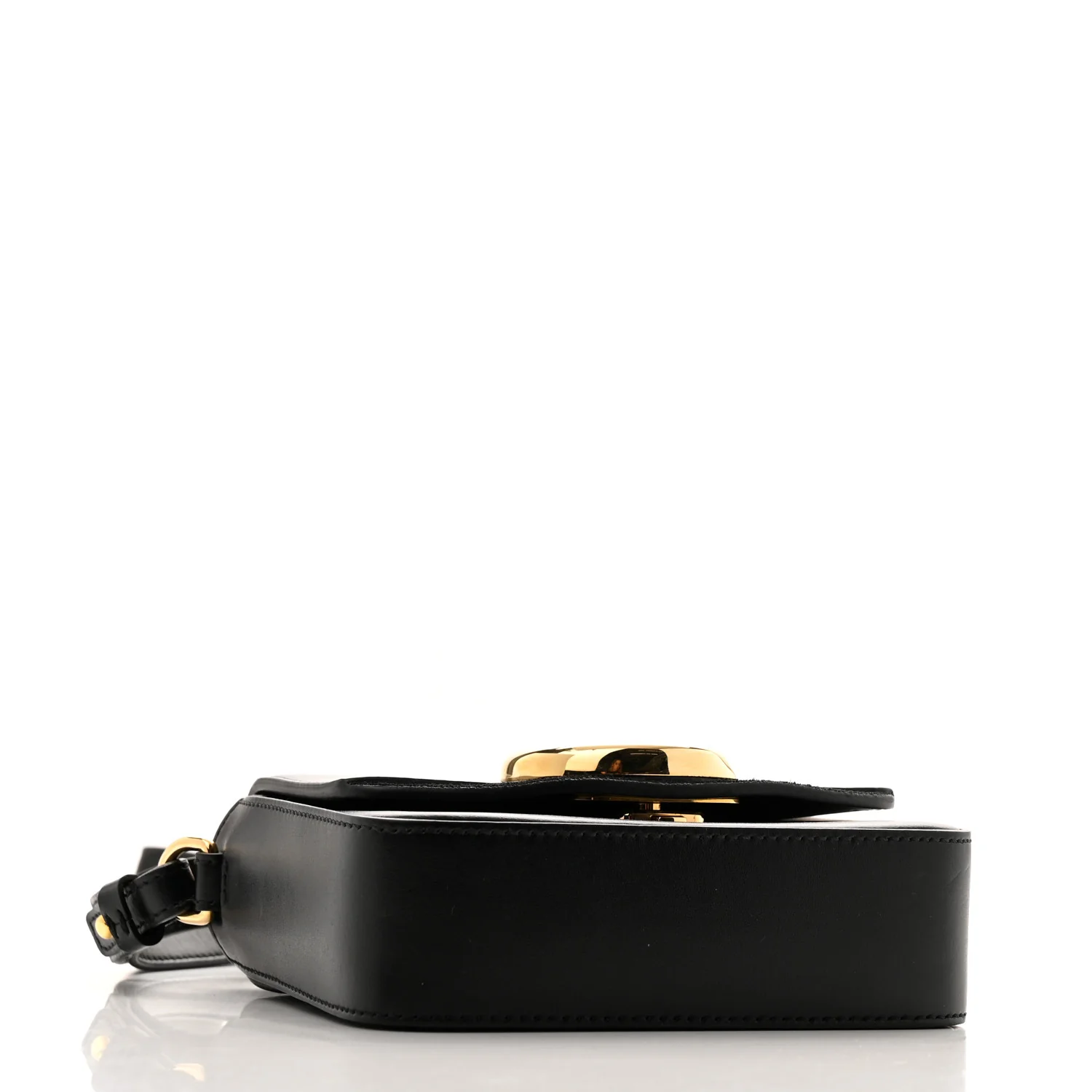 Shiny Calfskin Suede Mini C Double Carry Black