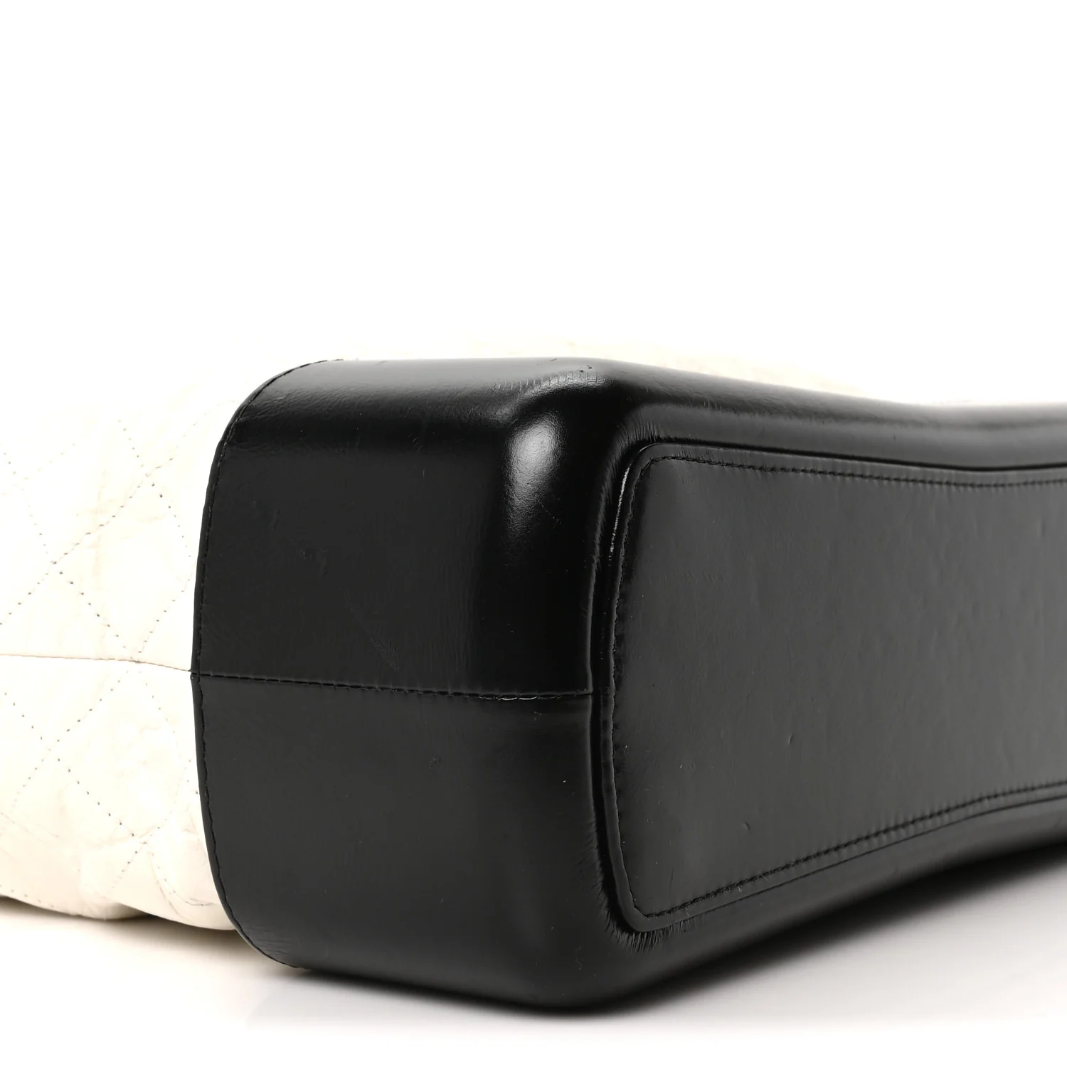 Aged Calfskin Quilted Large Gabrielle Shopping Tote White Black
