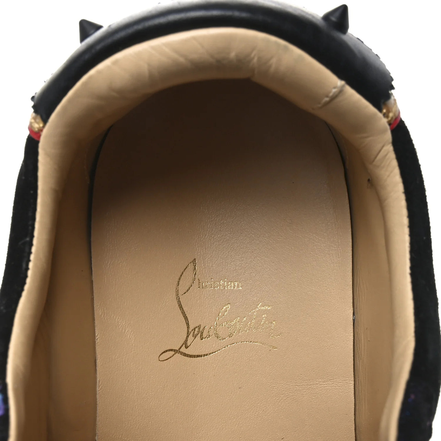 Suede Mesh Calfskin Loubishark Sneakers 40 Black Multicolor