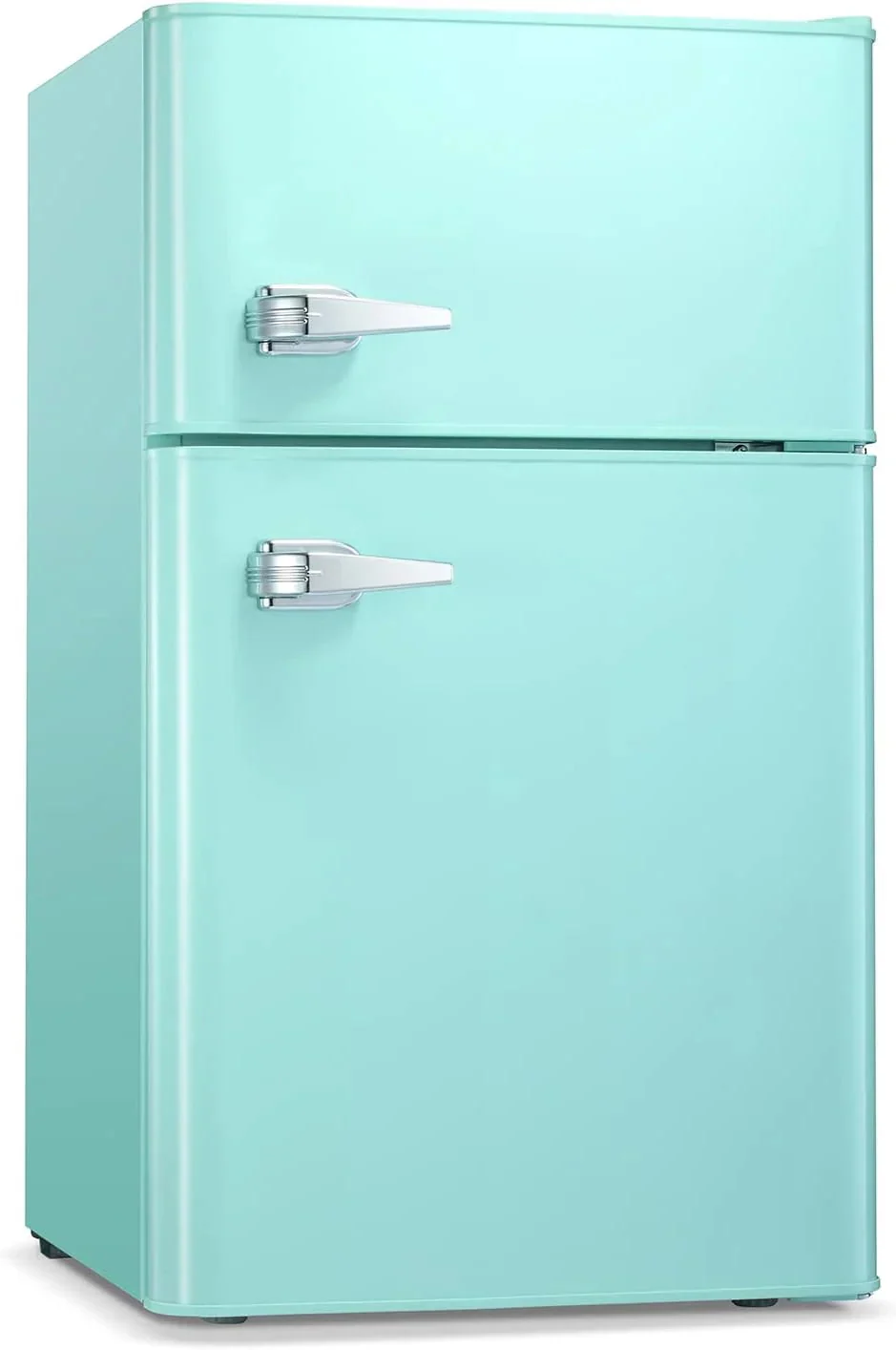 Antarctic Star Compact Mini Refrigerator Separate Freezer, Small Fridge Double 2-Door Adjustable Removable Retro Stainless Steel Shelves Living room/Kitchen/Dorm/Office 3.2 cu ft.Green