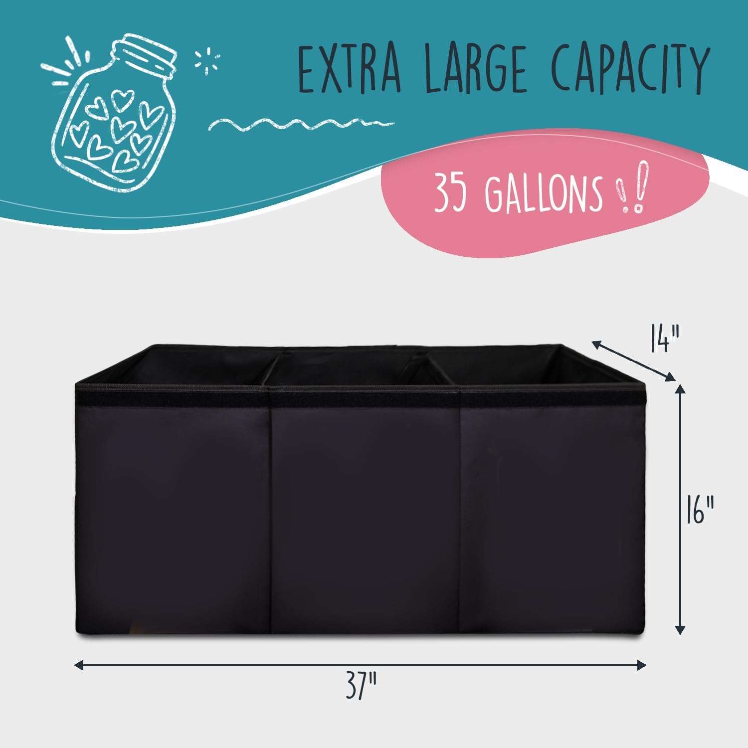 SoftOwl Extra Large Toy Storage Organizer with Lid - Sturdy, Collapsible Toy Chest Storage Box Design - Toy Bin with Dividers for Kids, Nursery, Bedroom, Playroom 37