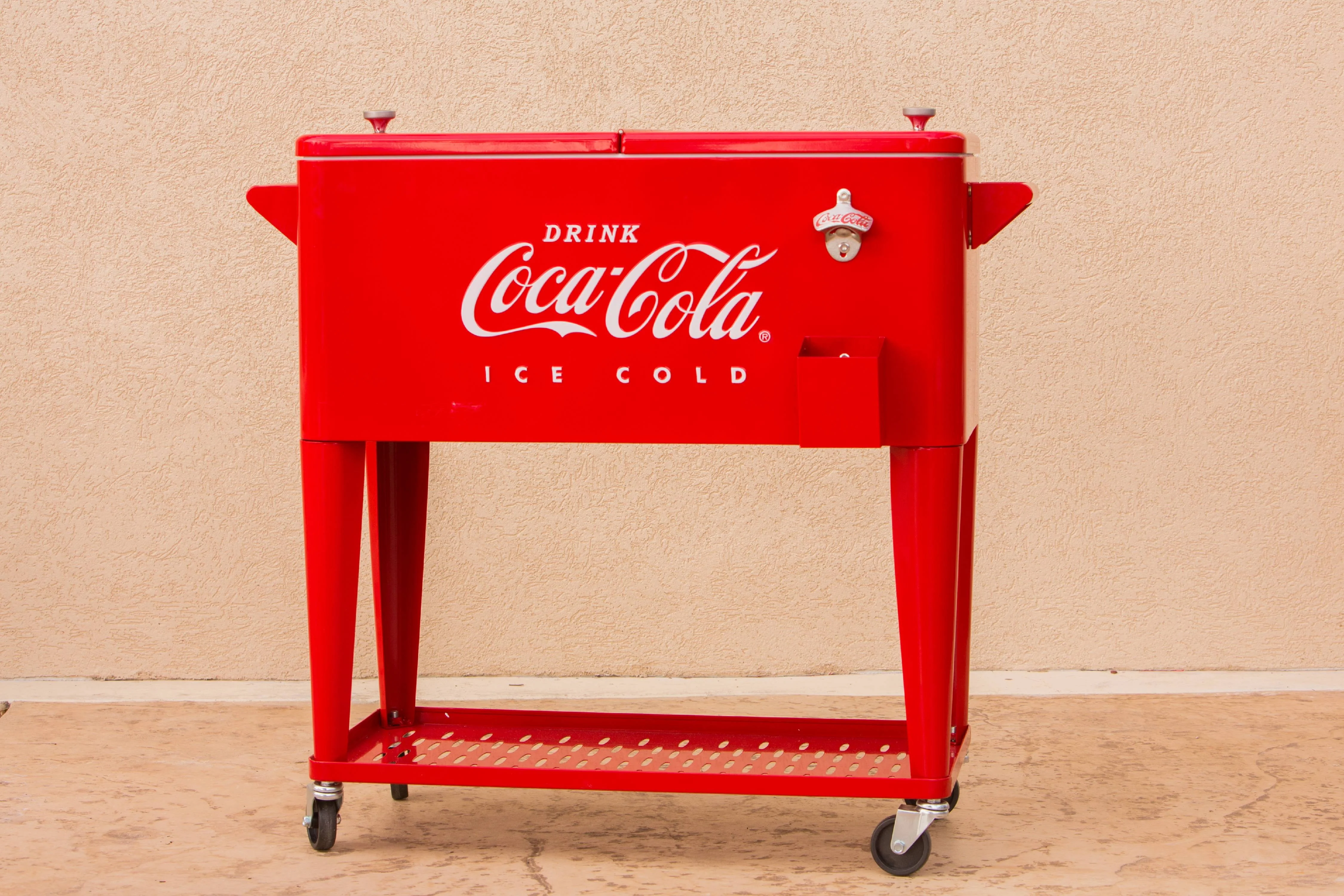 Leigh Country CP 98126 Metal 80 Qt Coca Cola Outdoor Patio Cooler with Tray Red Image 3