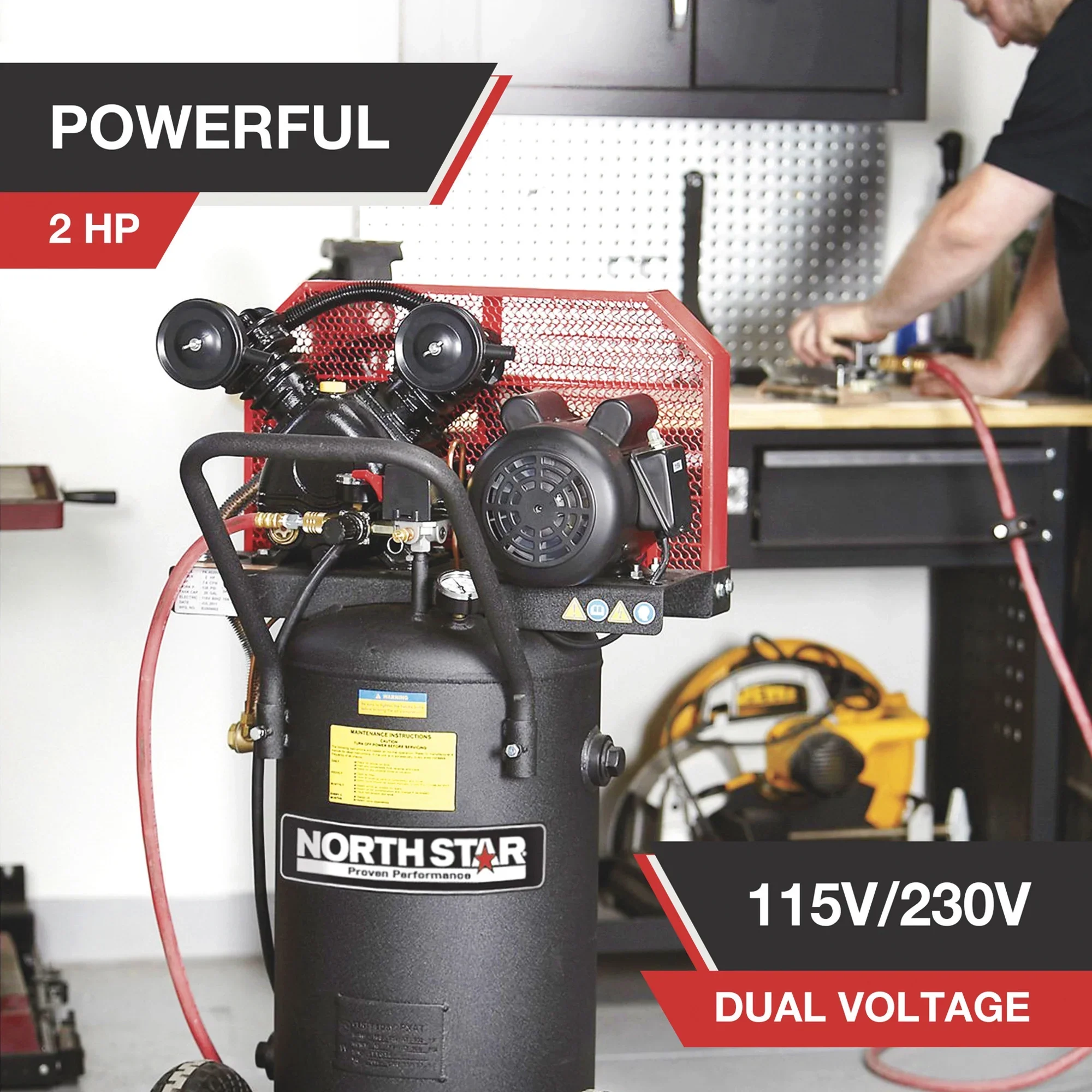 NorthStar Single-Stage Portable Electric Air Compressor, 2 HP, 20-Gallon, 5.0 CFM, Vertical
