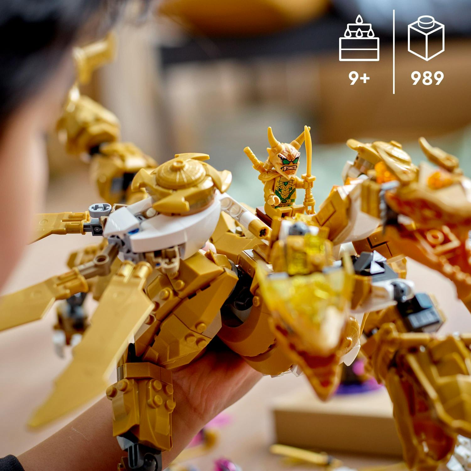 NINJAGO Lloyd's Golden Ultra Dragon Toy for Kids. 71774 Large 4 Headed Action Figure with Blade Wings plus 9 Minifigures - Image 7