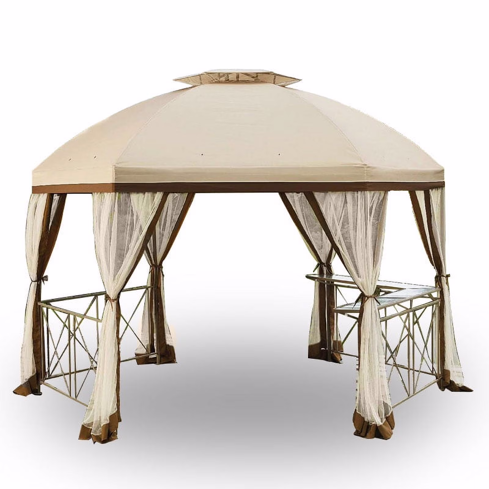 Garden Winds Replacement Canopy Top and Side Mosquito Netting Set for Long Beach Gazebo - Riplock 350