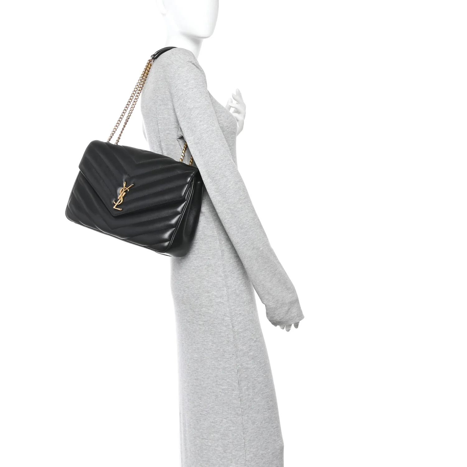 Lambskin Quilted Monogram Large Loulou Black