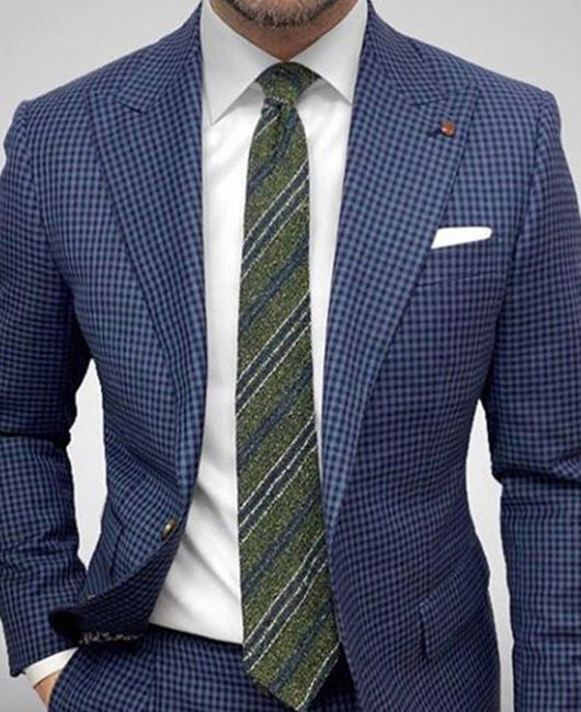 Blazer OK Business à carreaux vichy et col à revers, coupe ajustée