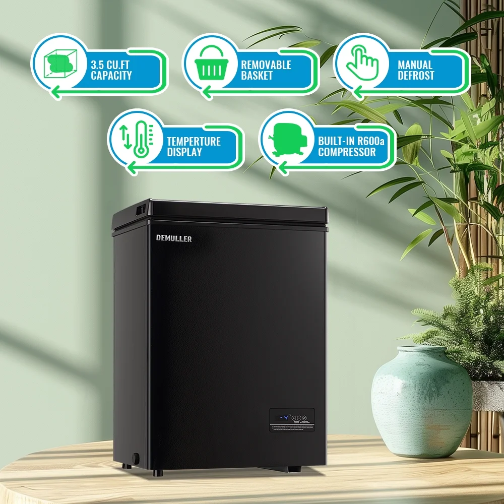 3.5 Cu. ft Chest Freezer Small Freezers with Top Open Door Freestanding Black(3.5 CU.FT/Black) - Image 5