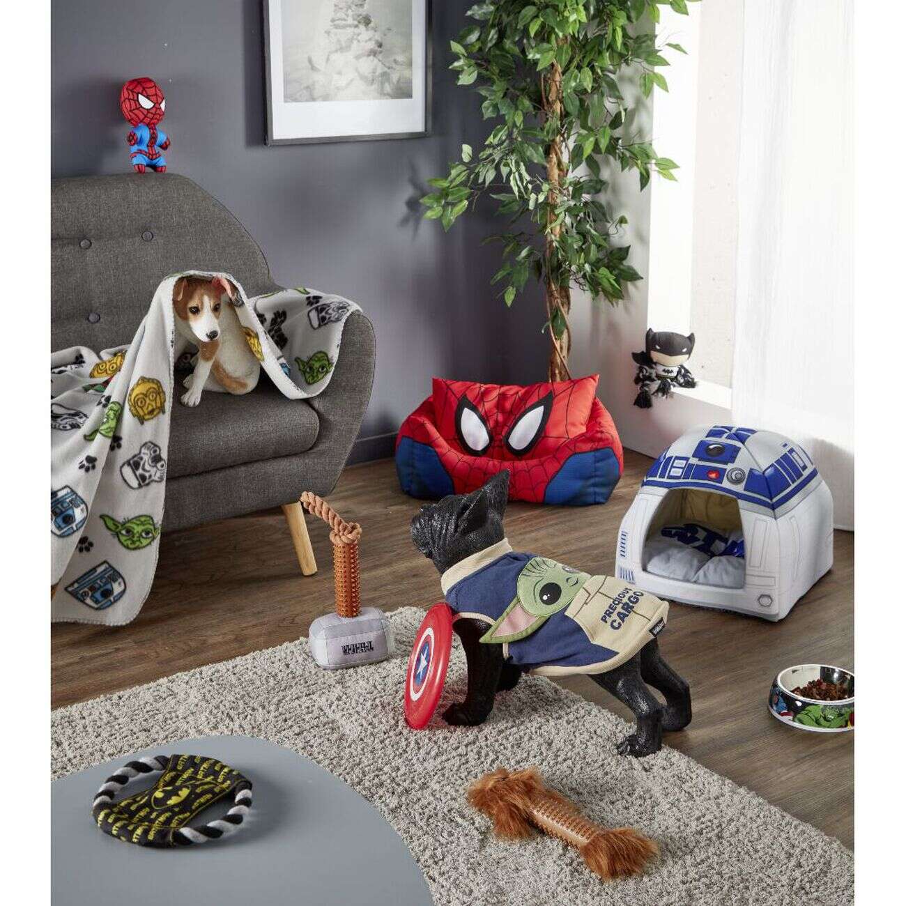 Jouet corde pour chien Batman noir blanc jaune Ø23cm