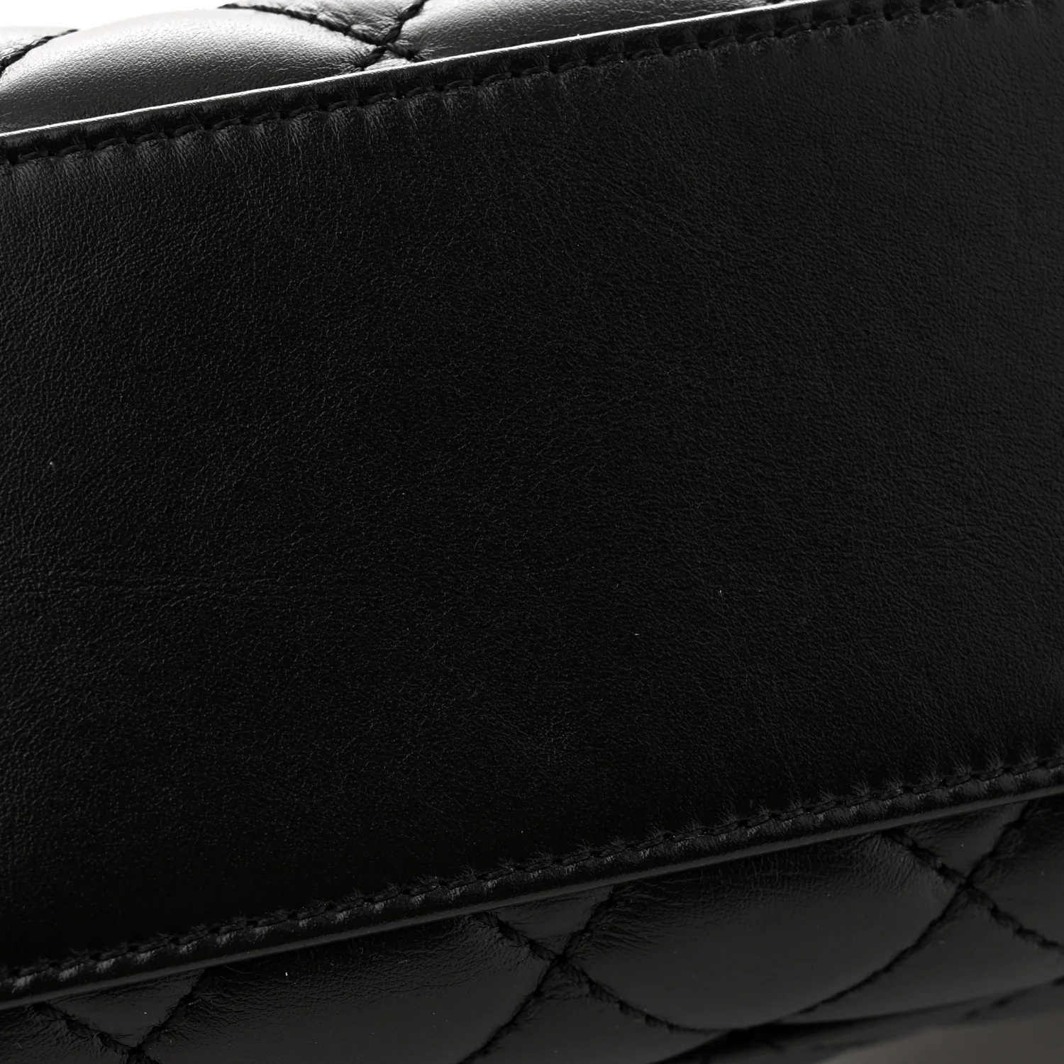 Calfskin Quilted Mini Logo Coco Handle Flap Black
