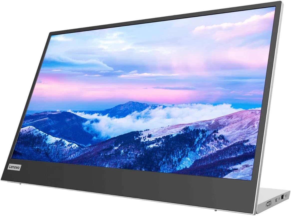 Lenovo L15 Portable Monitor  15.6” Display  Full HD Resolution  IPS Panel  250 nits Brightness  60Hz Refresh Rate  USB-C Ports  Height-Adjustable Stand  Flicker-Free Technology  Grey