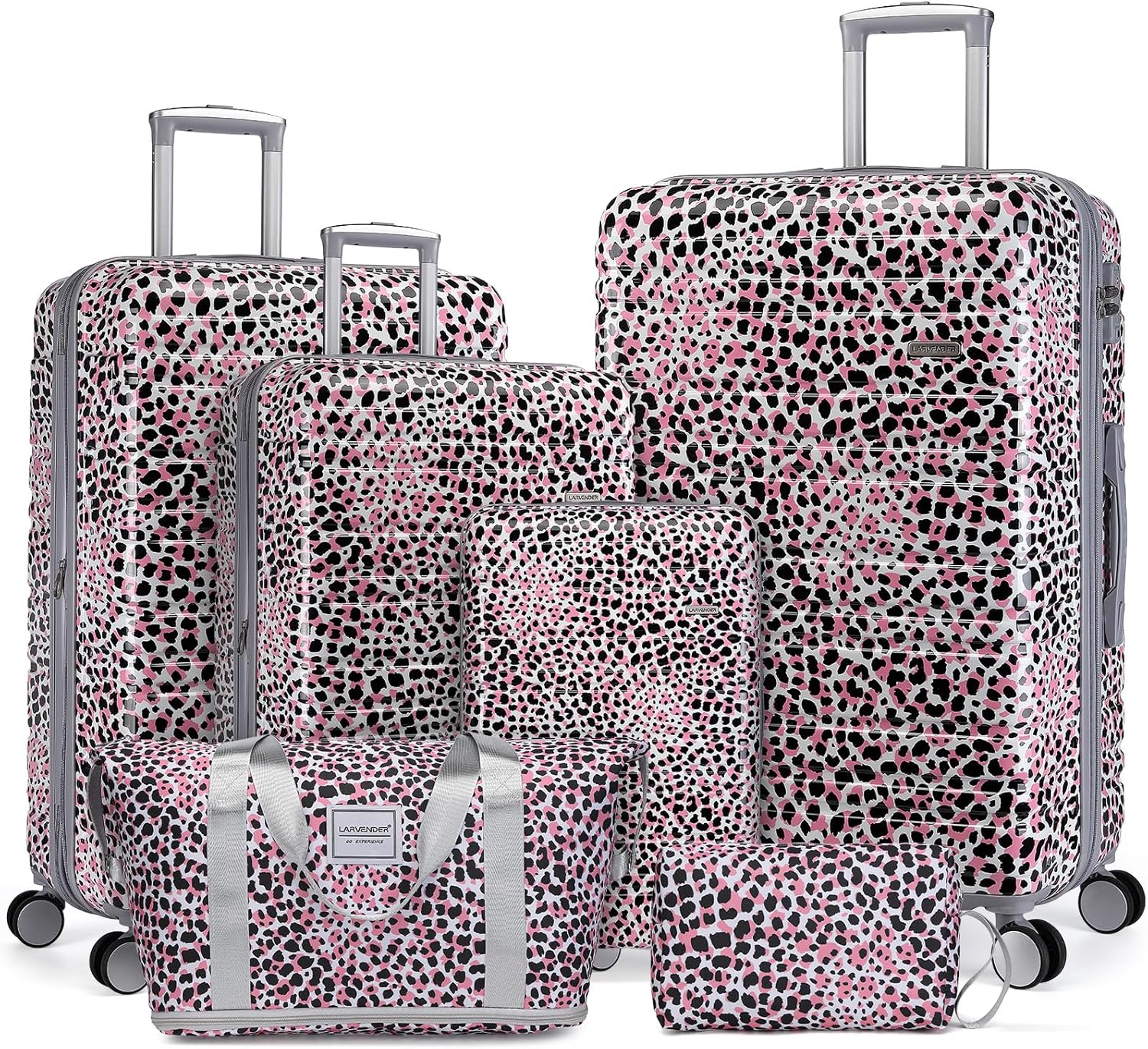 Ensemble de 6 valises, ensemble de valises rigides extensibles avec roulettes multidirectionnelles, ensemble de bagages à roulettes légers