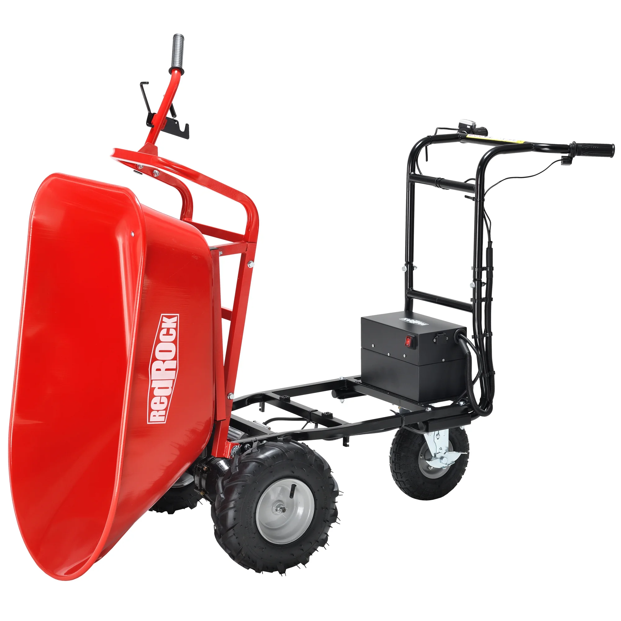 Wheelbarrow Utility Cart Electric Powered Cart 48V28Ah 500W Capacity 500lbs (230kg) Material Debris Hauler 1000lbs Towing - Image 6
