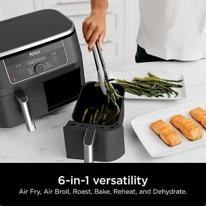 Ninja Foodi 8 Qt 2 - Basket Air Fryer, Black - Dualzone Technology, Smart Finish