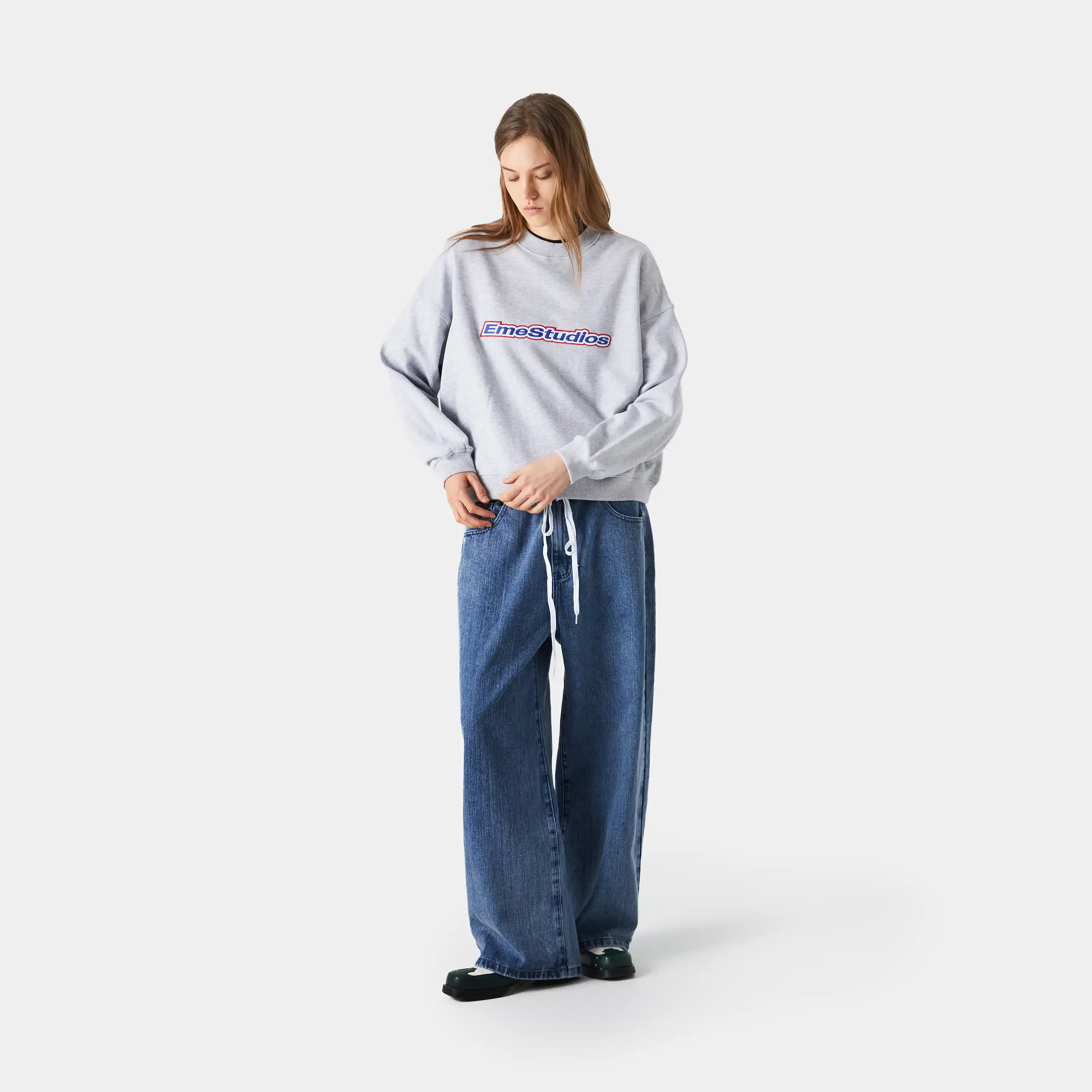 Box Heather Grey Oversized Crewneck