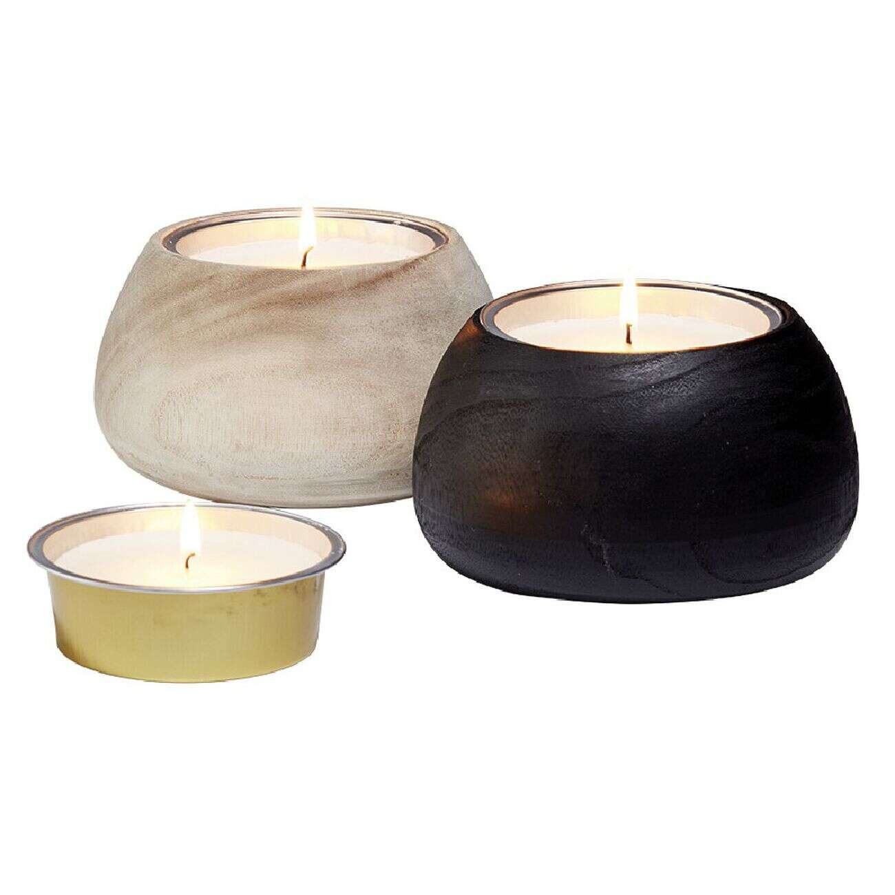 Support bougie bois et sa bougie