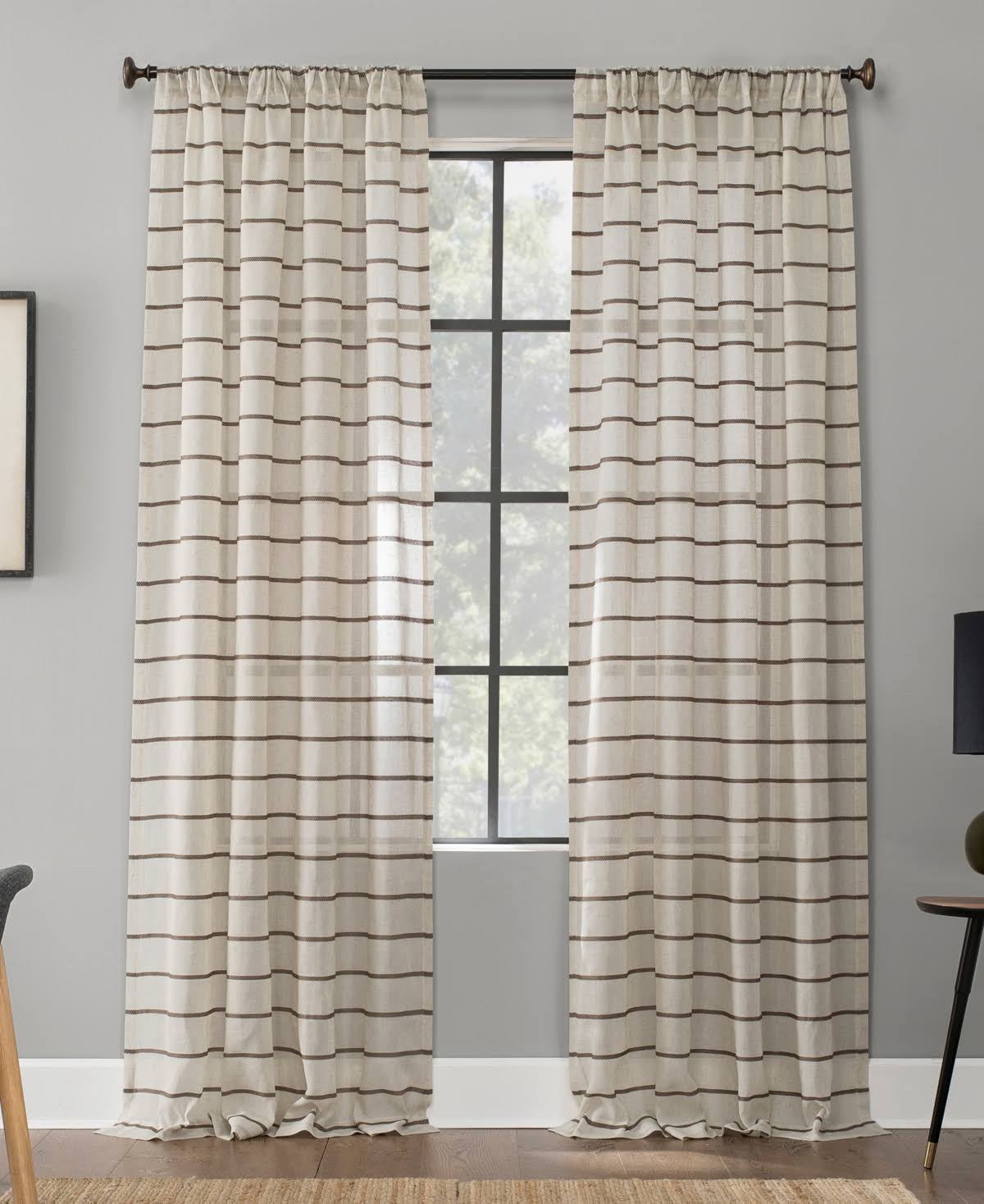 Clean Window Twill Stripe Anti-Dust Curtain Panel, 52