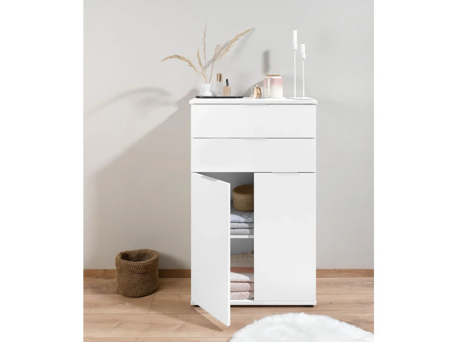 LIVARNO home Meuble bas Liverpool, 57,6 x 94,8 x 32,9 cm, blanc