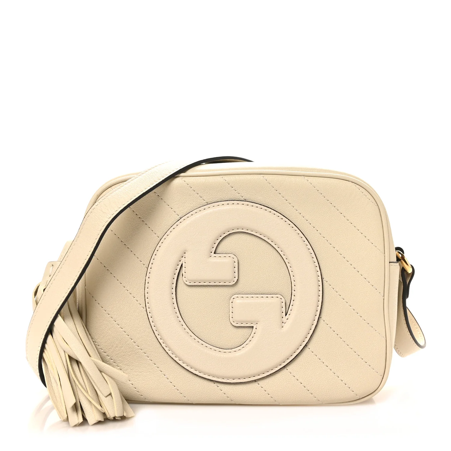 Sakai Be Green Calfskin Diagonal Stitched Small Blondie Shoulder Bag Mystic White