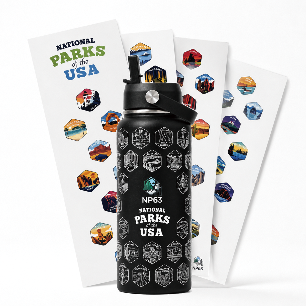 NP63 National Parks Water Bottle + Stickers