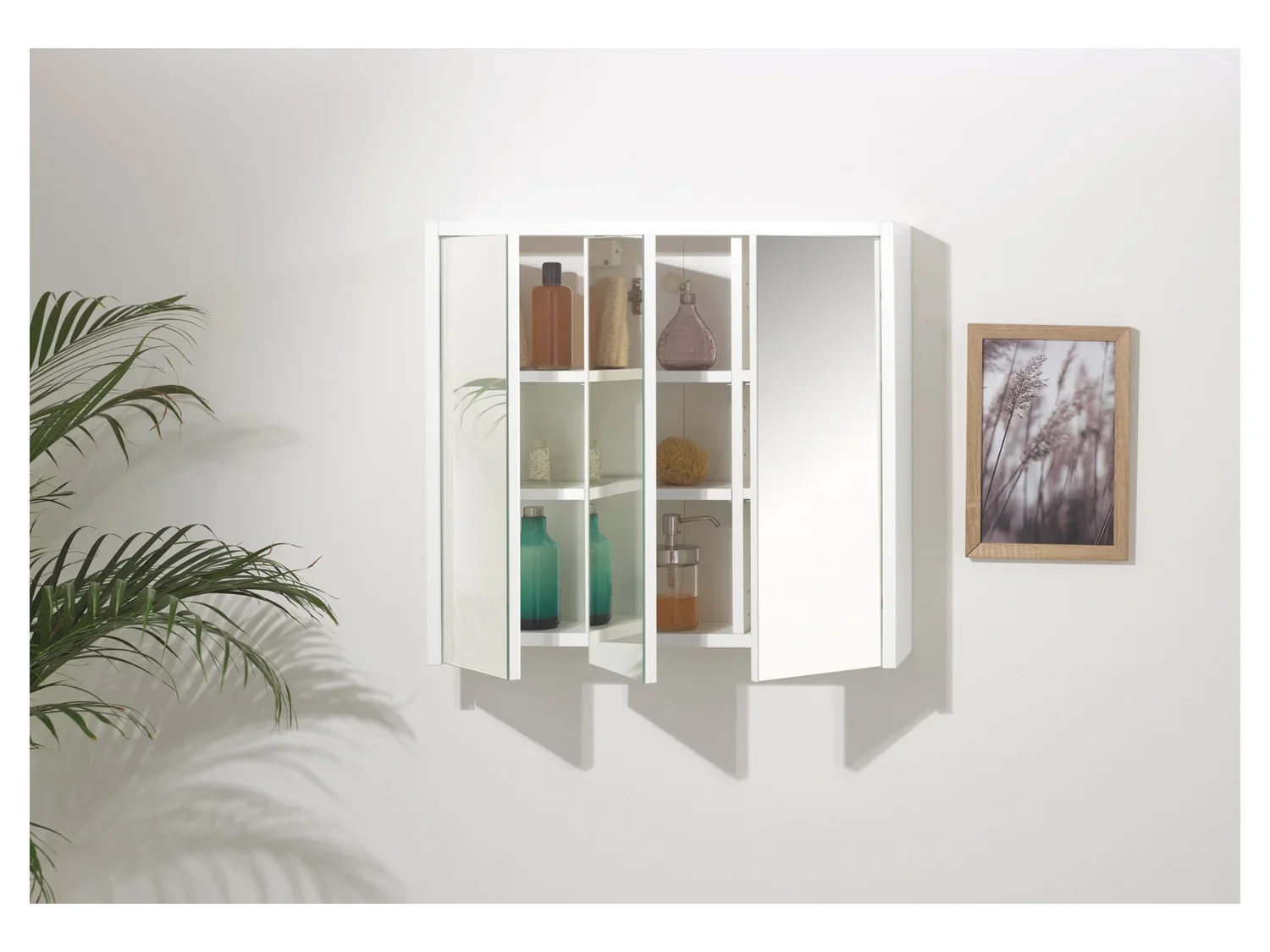 LIVARNO home Armoire de toilette miroir, 64,3 x 60,7 x 16,2 cm, blanche