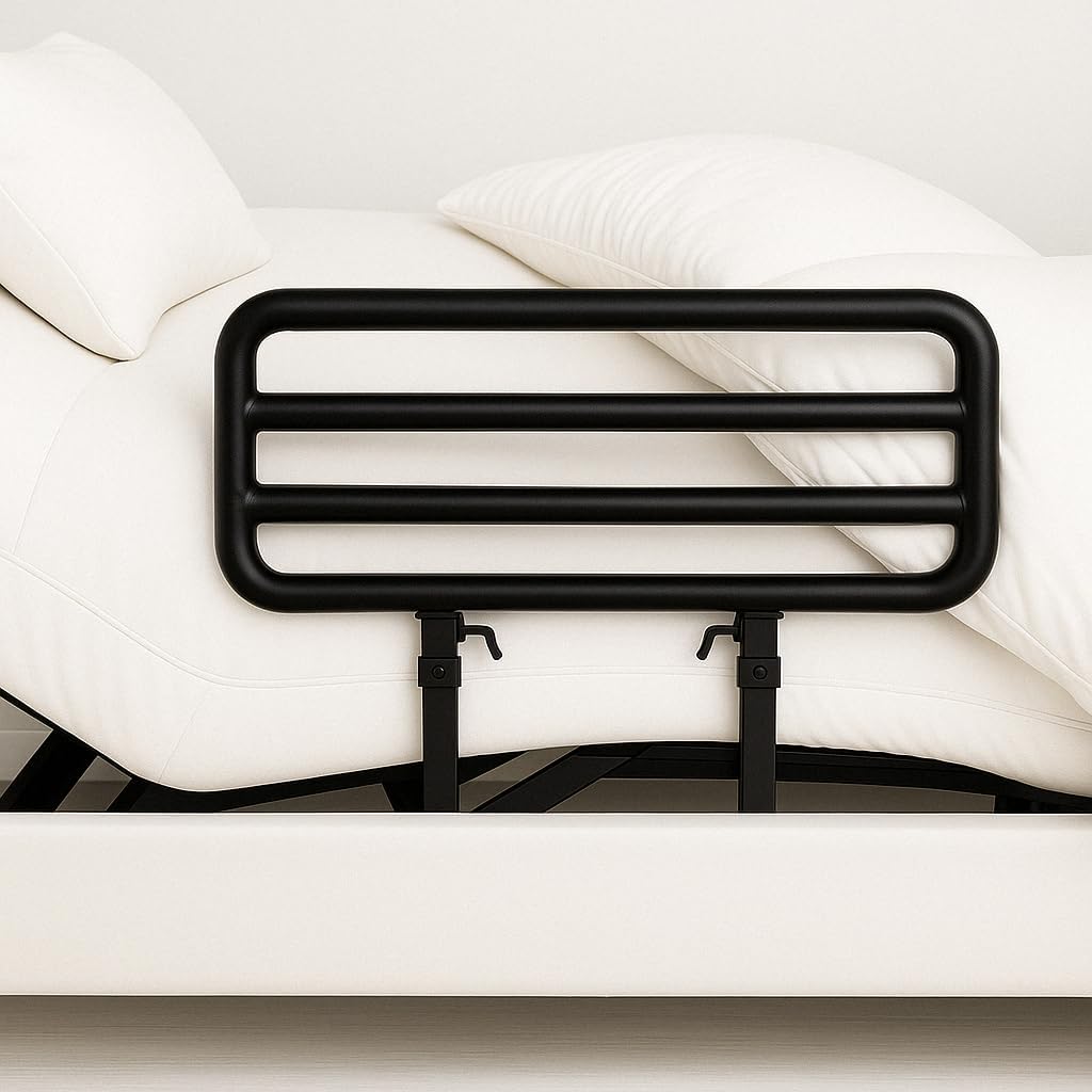 Adjustable Full Bed Frame with One Side Rail, Electric Ergonomic Base for Comfort & Safety – Ideal for Seniors, Home Care & Hospital Use