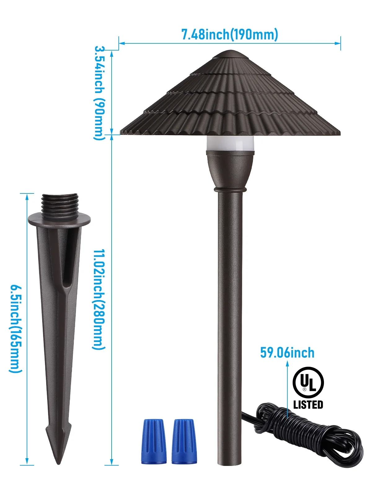 12 Pack 5CCT LED Pathway Landscape Lights, 1800K/2700K/3000K/4000K/5000K Selectable, 12-24V AC/DC Low Voltage, IP65 Waterproof, Oil Rubbed Bronze, Aluminum Housing