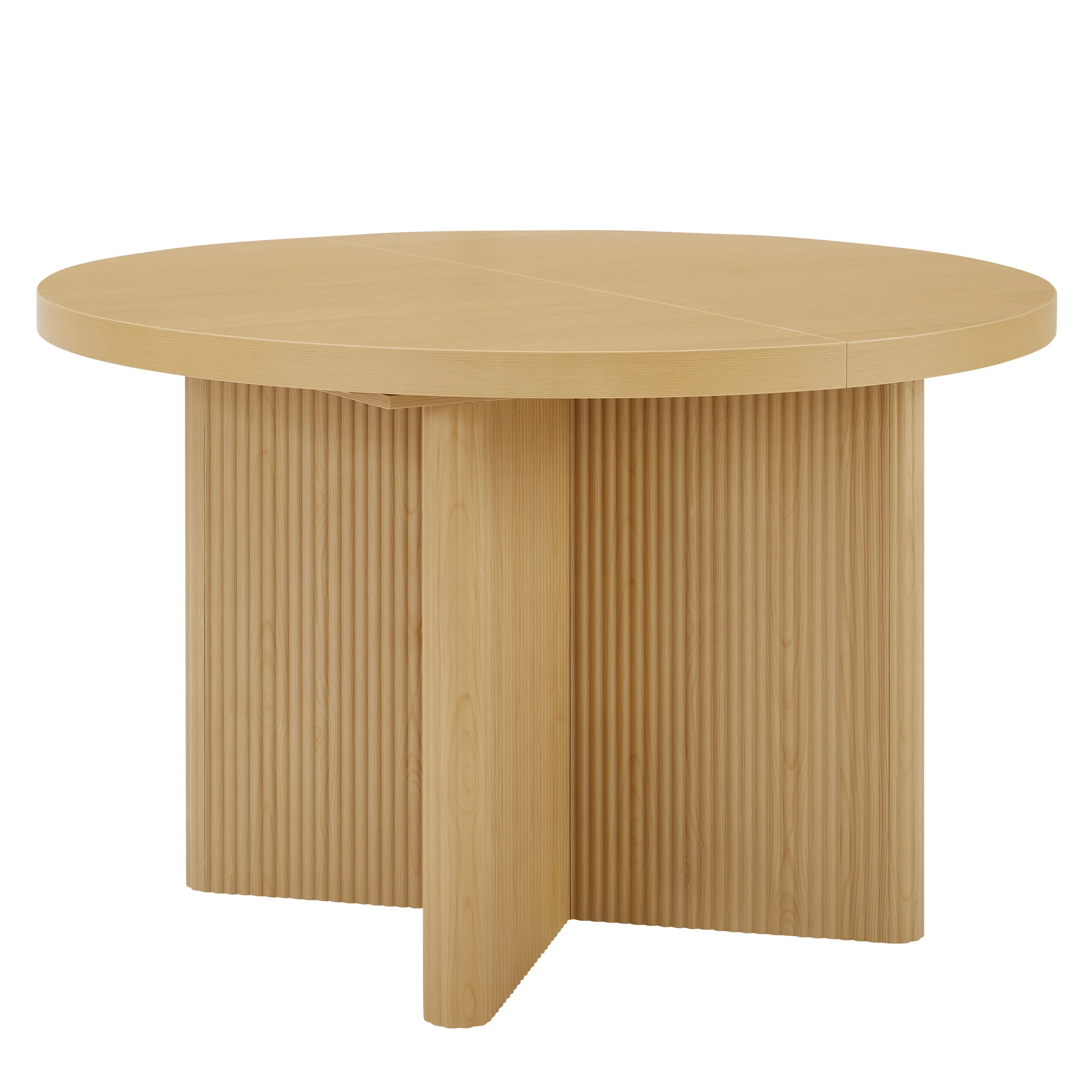 Better Homes & Gardens Lillian Fluted Round Expandable Dining Table for Kitchen, Natural Pine