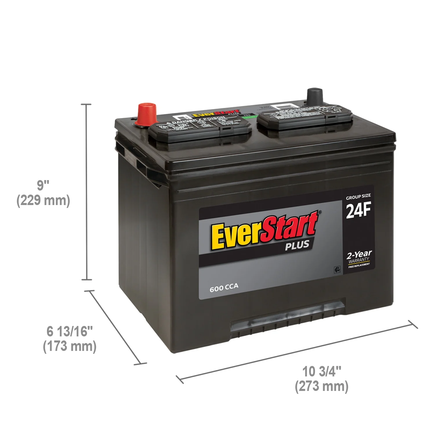 Plus Lead Acid Automotive Battery, Group Size 24F 12 Volt, 600 CCA - Image 7