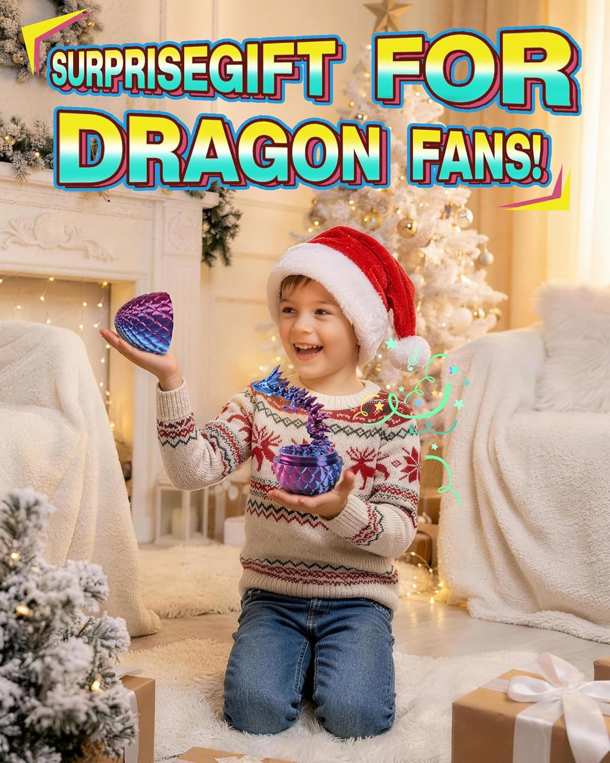 8 3D Printed Dragon Eggs (4 Pack), Unique Easter Basket Stuffers & Fantasy Toys