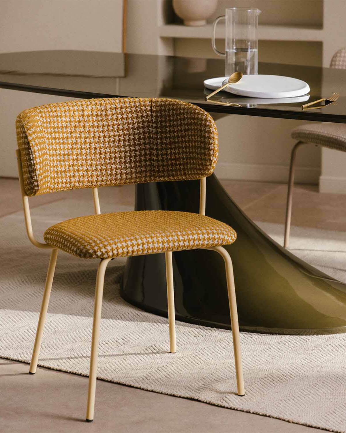Bonse Tela - Silla de Comedor de Metal y Tela con Estampado Bonse