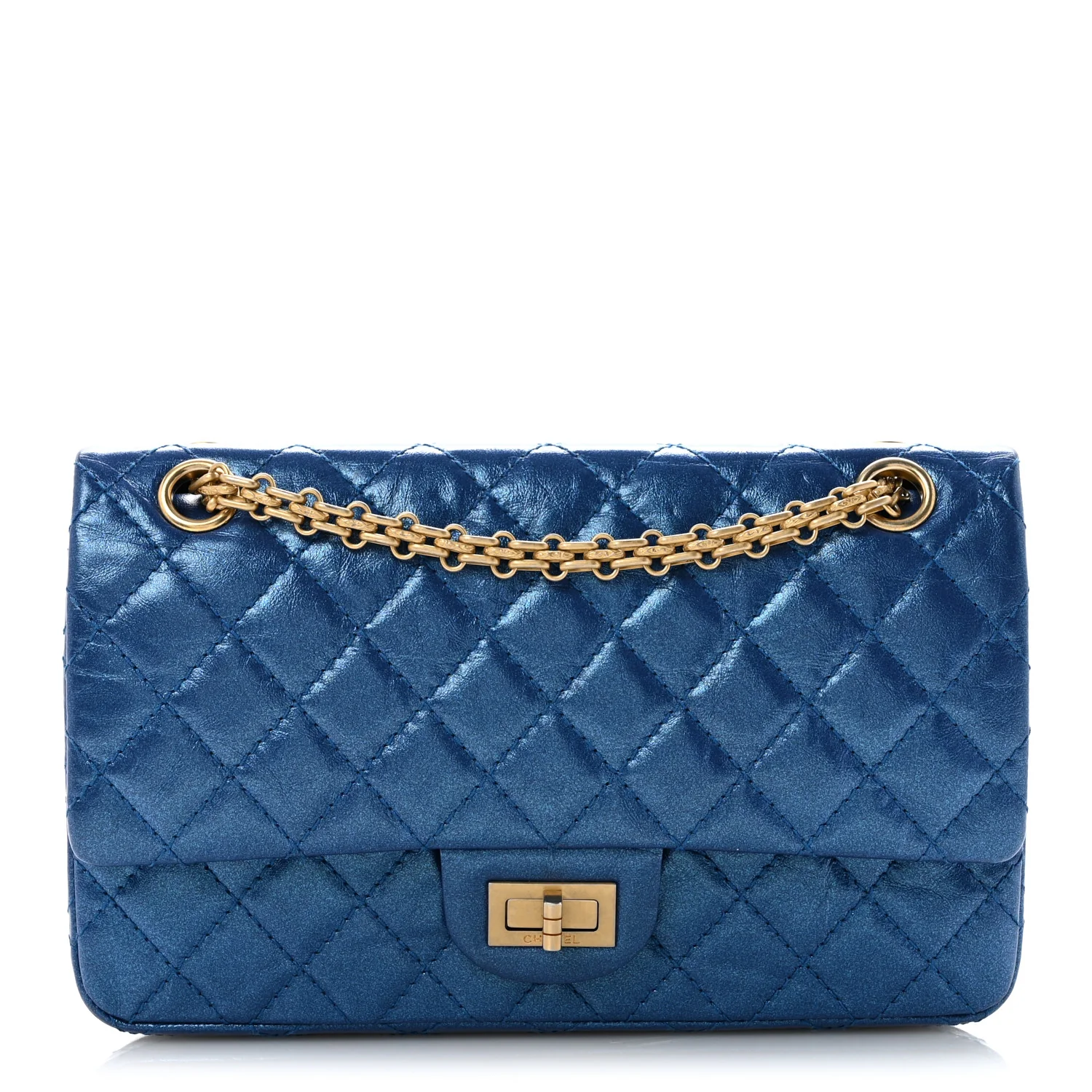 Metallic Calfskin Quilted 2.55 Reissue 225 Flap Blue